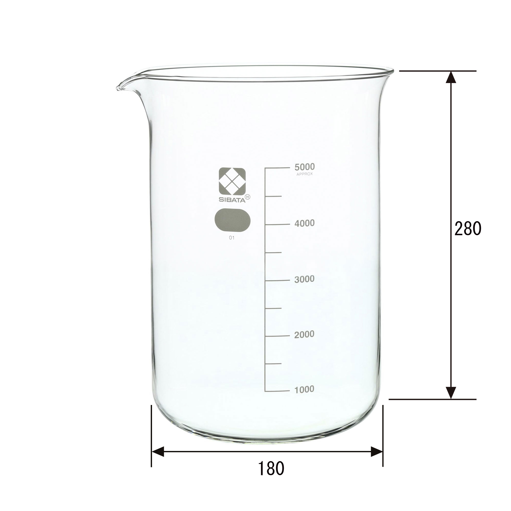 SIBATA柴田科学010020-5000 带刻度的烧杯，5000毫升