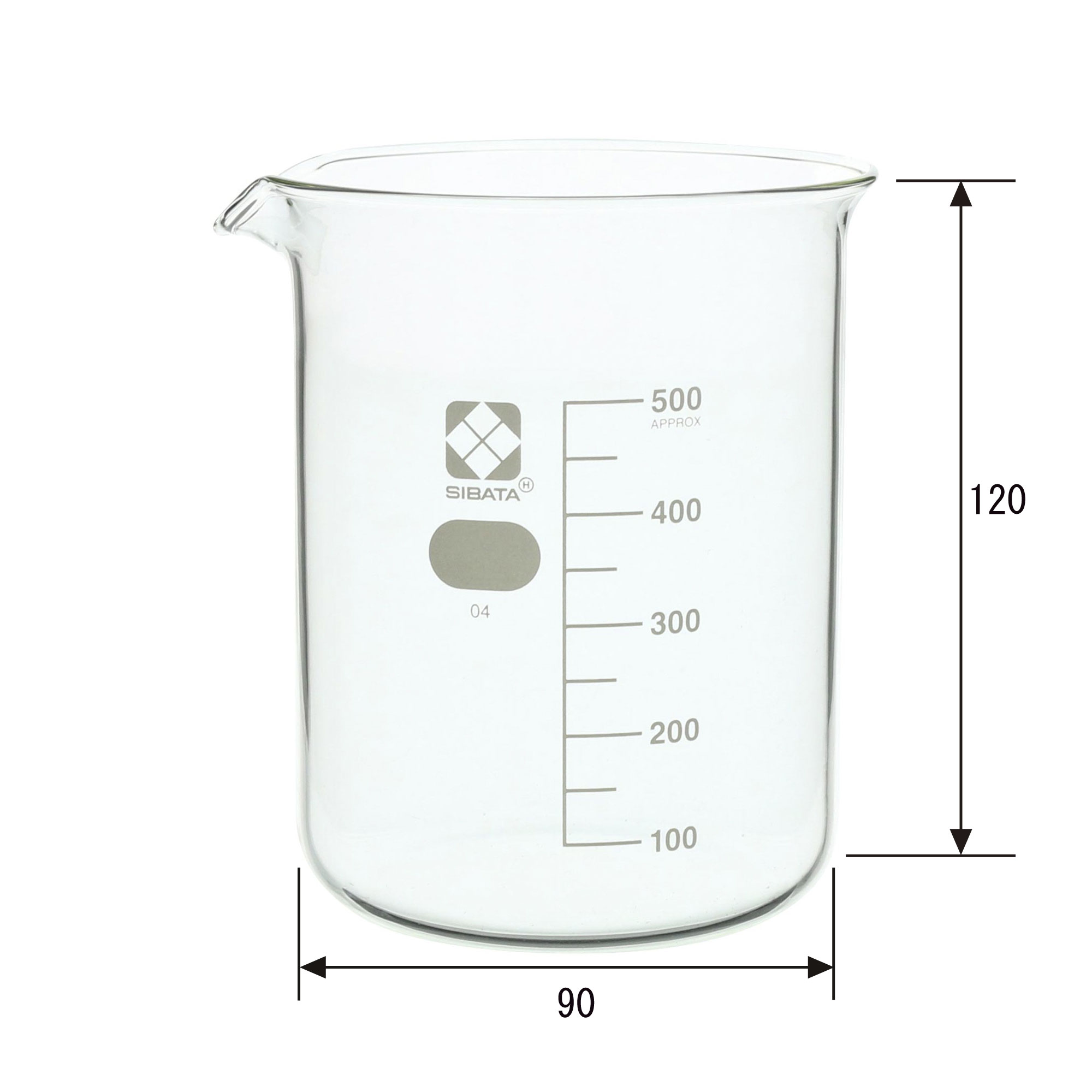 SIBATA柴田科学010020-500A 带刻度的烧杯，500毫升，10个装