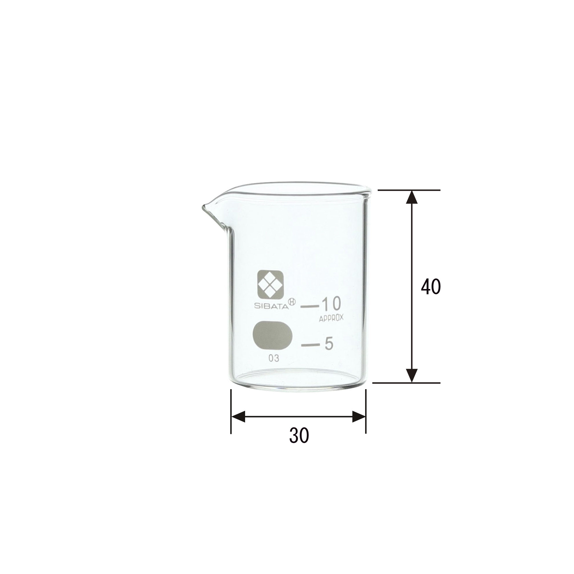 SIBATA柴田科学 010020-10A 带刻度的烧杯，10毫升，6个装