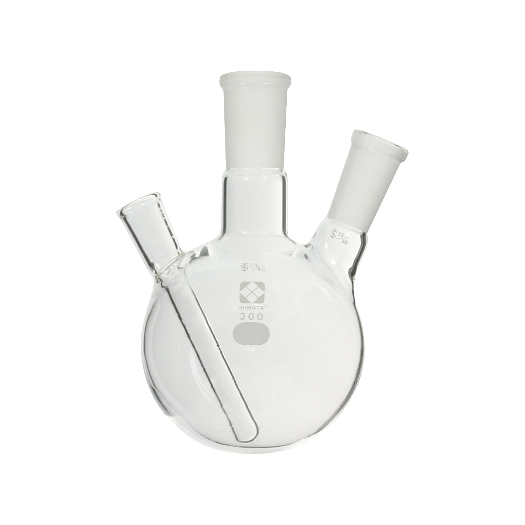 SIBATA柴田科学 常用滑动式双颈圆底烧瓶，带密封管，适用于温度计，容量 300mL 005320-24300