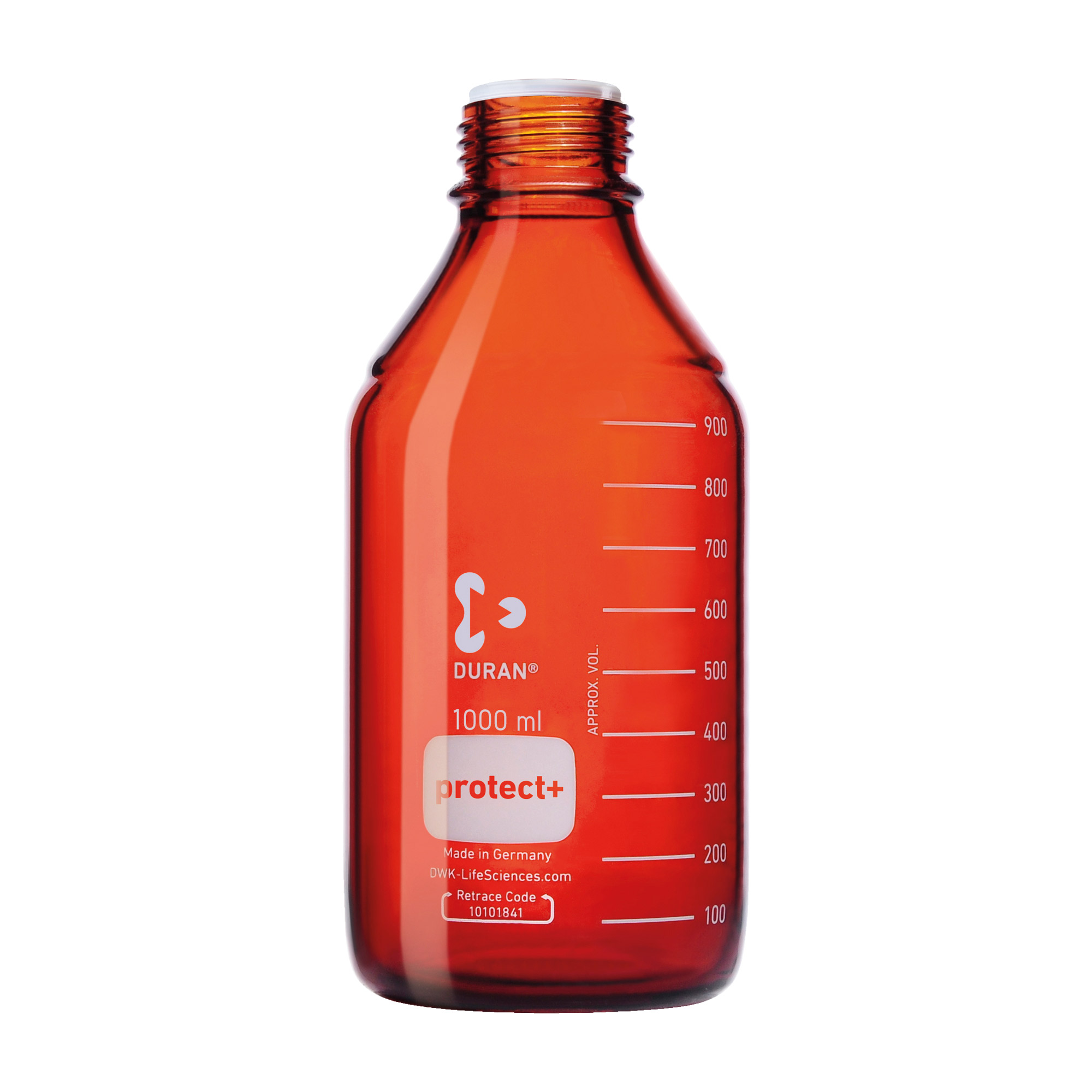SIBATA柴田科学   Protect Plus涂层螺旋盖瓶，棕色，仅瓶身，1000毫升，10瓶装017590-1000A